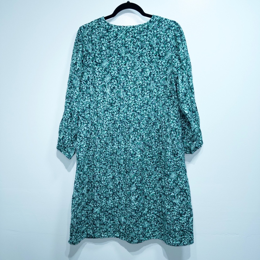 New J. Jill Green Nephrite Fluttering Ferns‎ Textured A-Line Dress Medium Tall - Picture 7 of 8